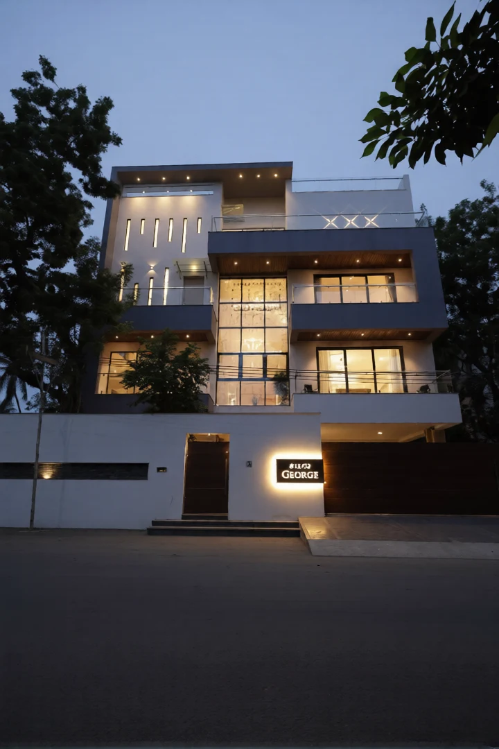 Integrated facade and step lighting for safety and aesthetics. Backlit nameplate for visibility and personalization.