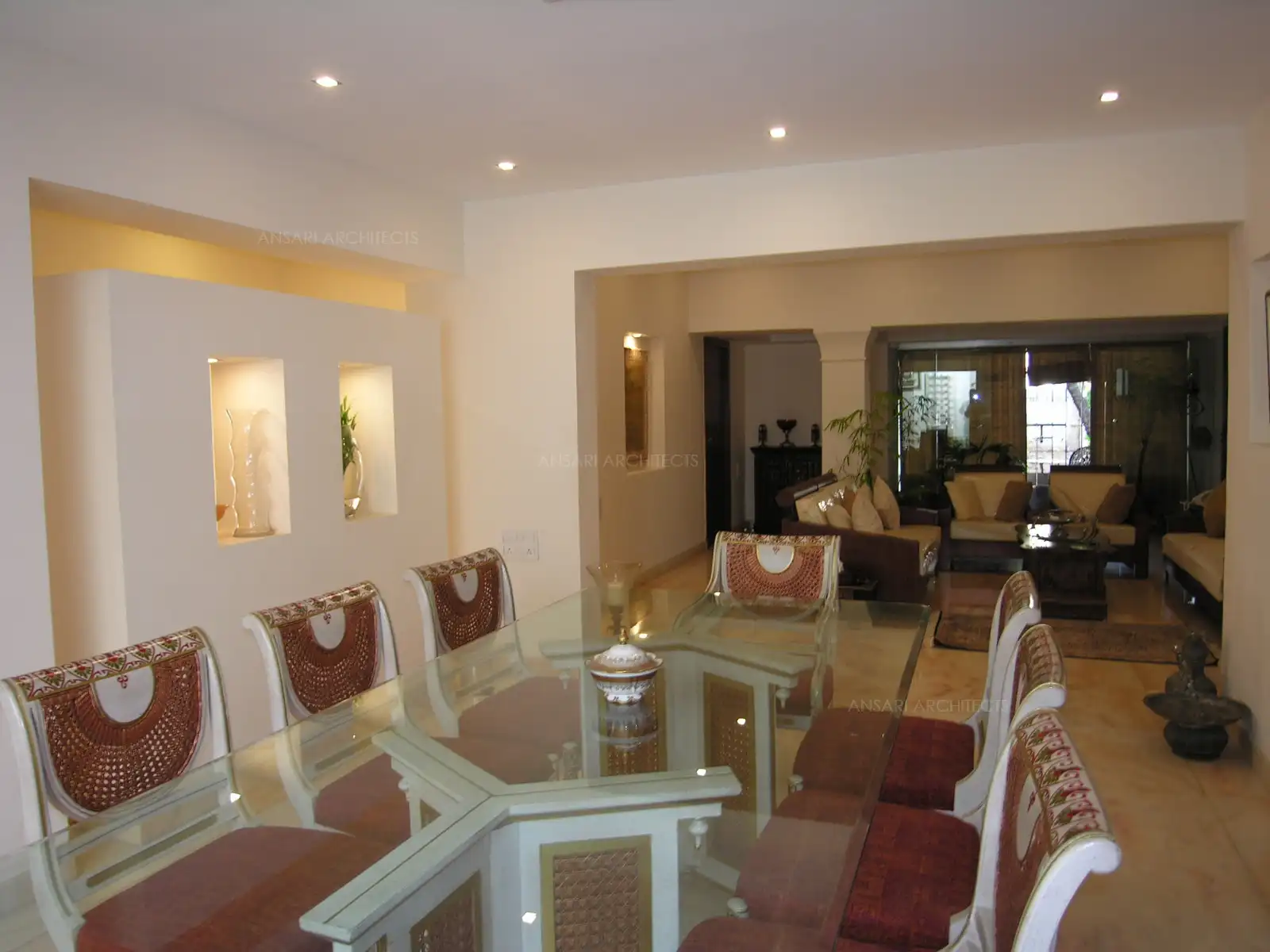 View of dining and living areas.