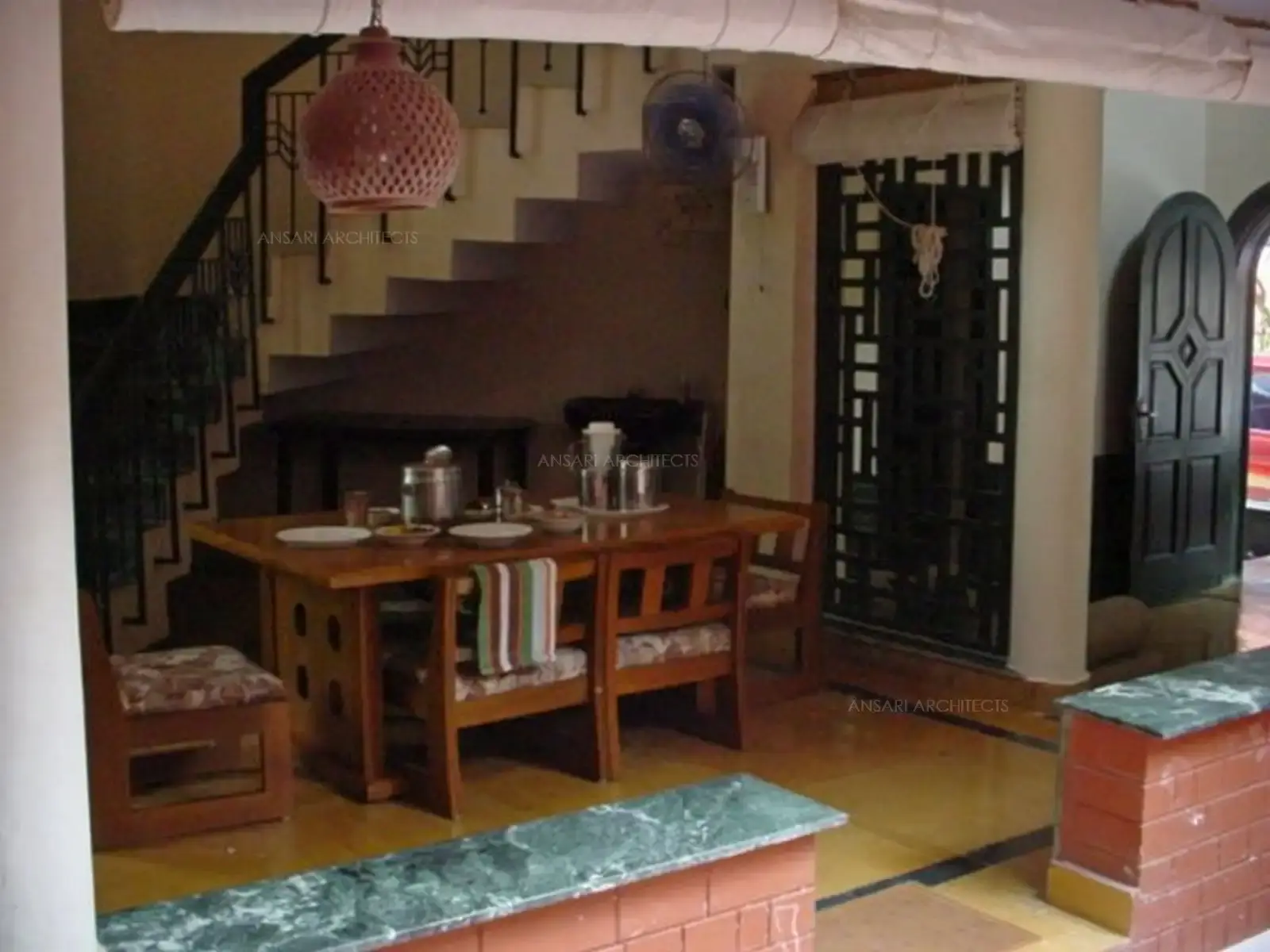 View of dining area from the central courtyard.