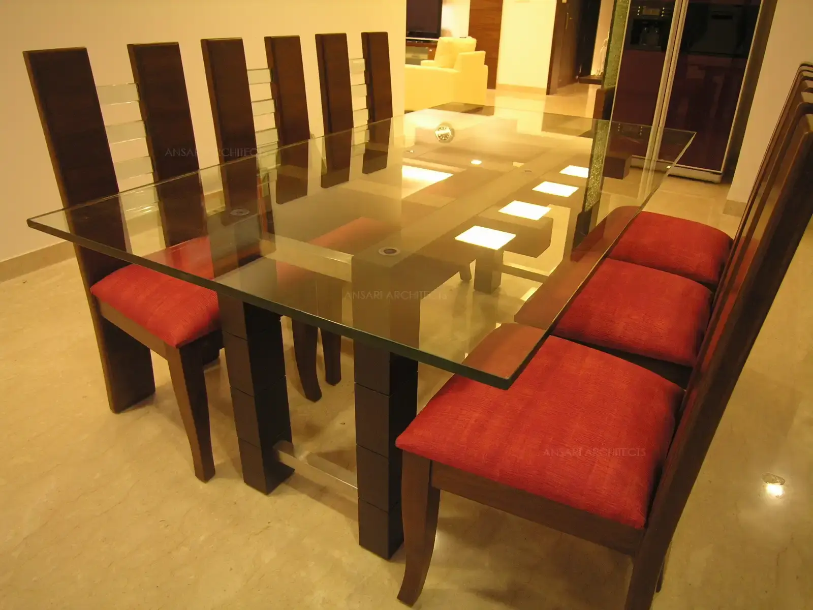 Dining table and chairs were specifically to match the interior concept of the house.