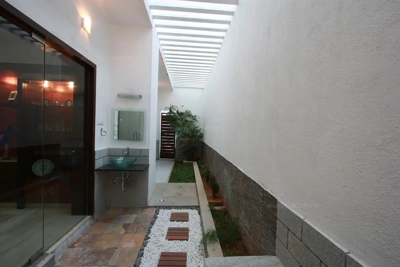 Beautifully designed courtyard is broad and bright with pergolas at first floor level brining in natural light and greenery into the house.