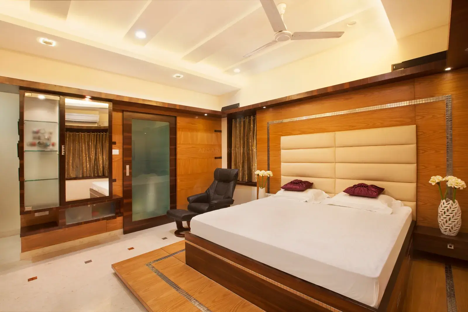Master bedroom showing the sliding wardrobe and dresser.