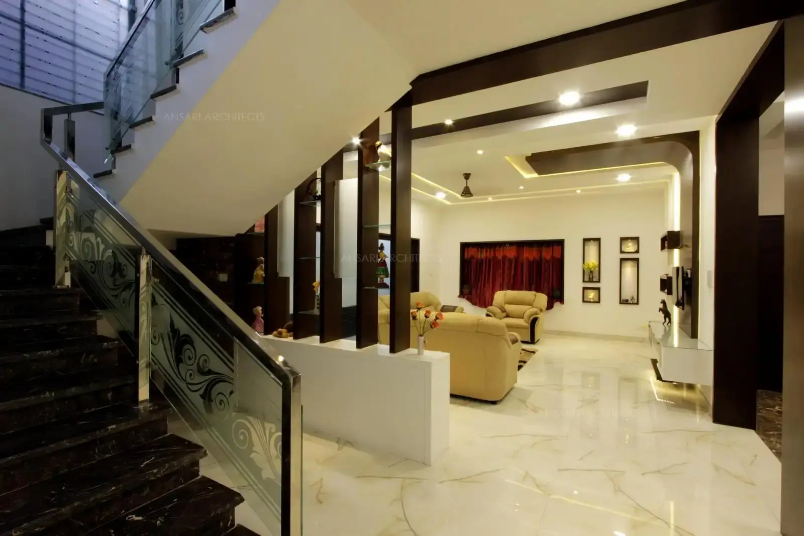 Staircase marks here as an bold architectural element establishing the bold, solid outlook.