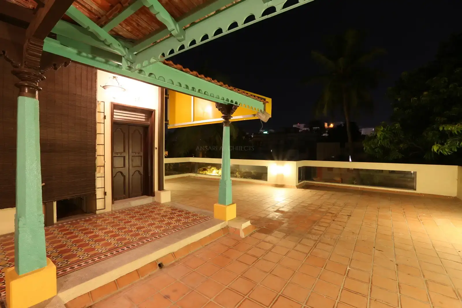 View of terrace area from Chettinad House verandah.