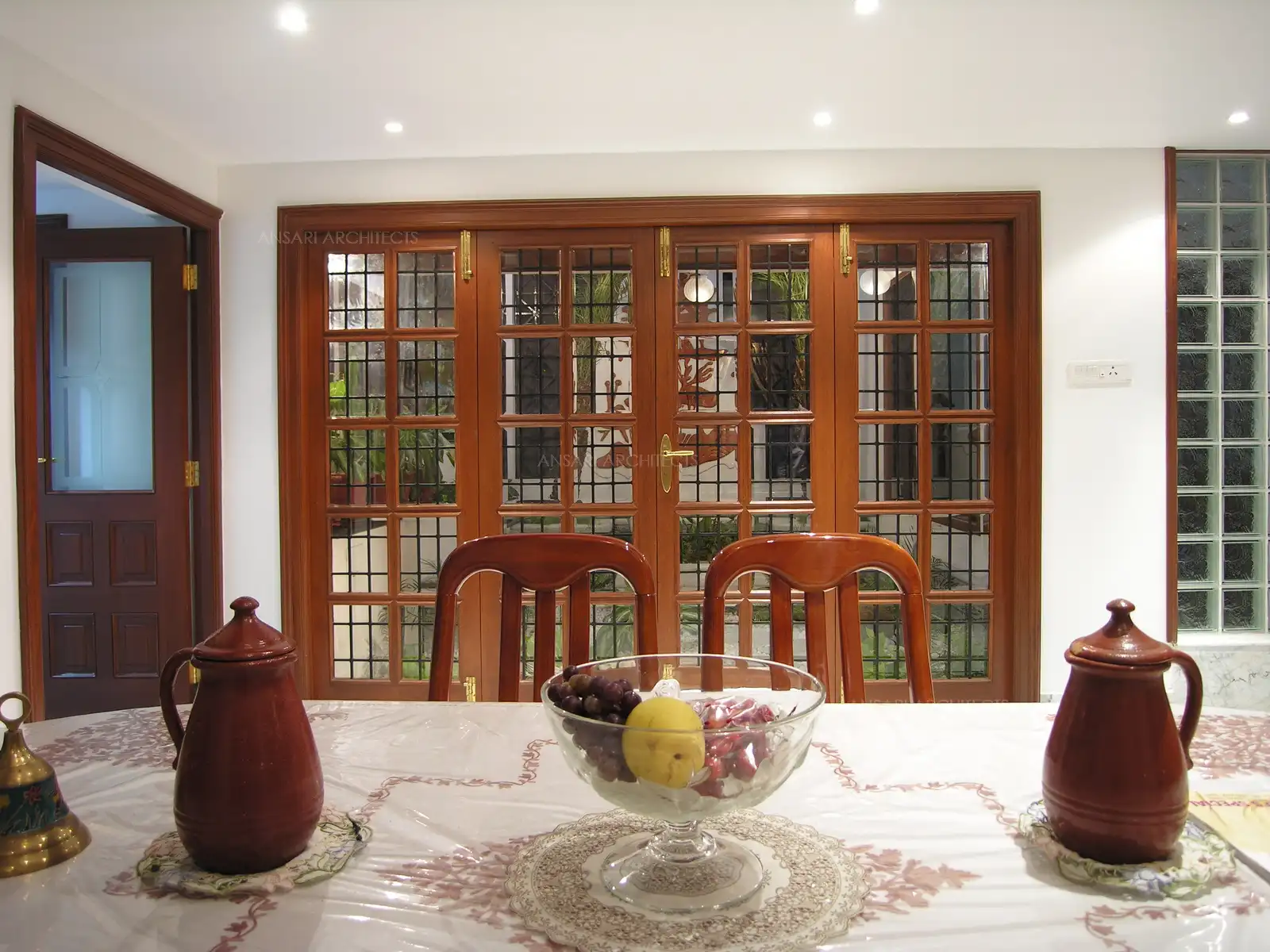 The dining room also gets direct view of the courtyard.
