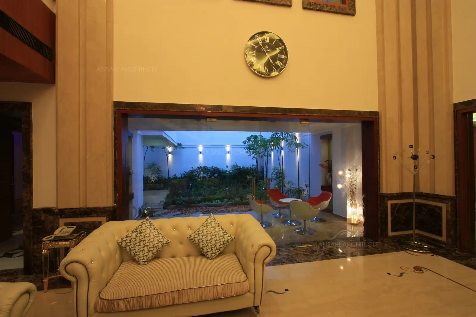 All the openings and doors are provided with wooden and marble panelling all around for ease in maintanence.