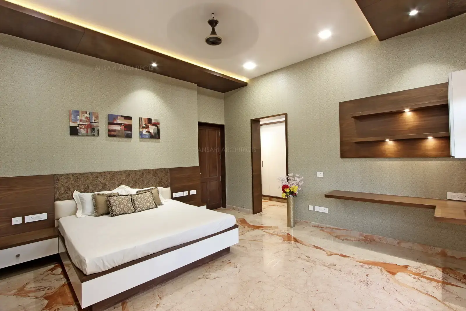 The depiction of rich colours and patterns, adds to decor scheme as the perfect antidote to clean lines and finishes of modern bedroom design