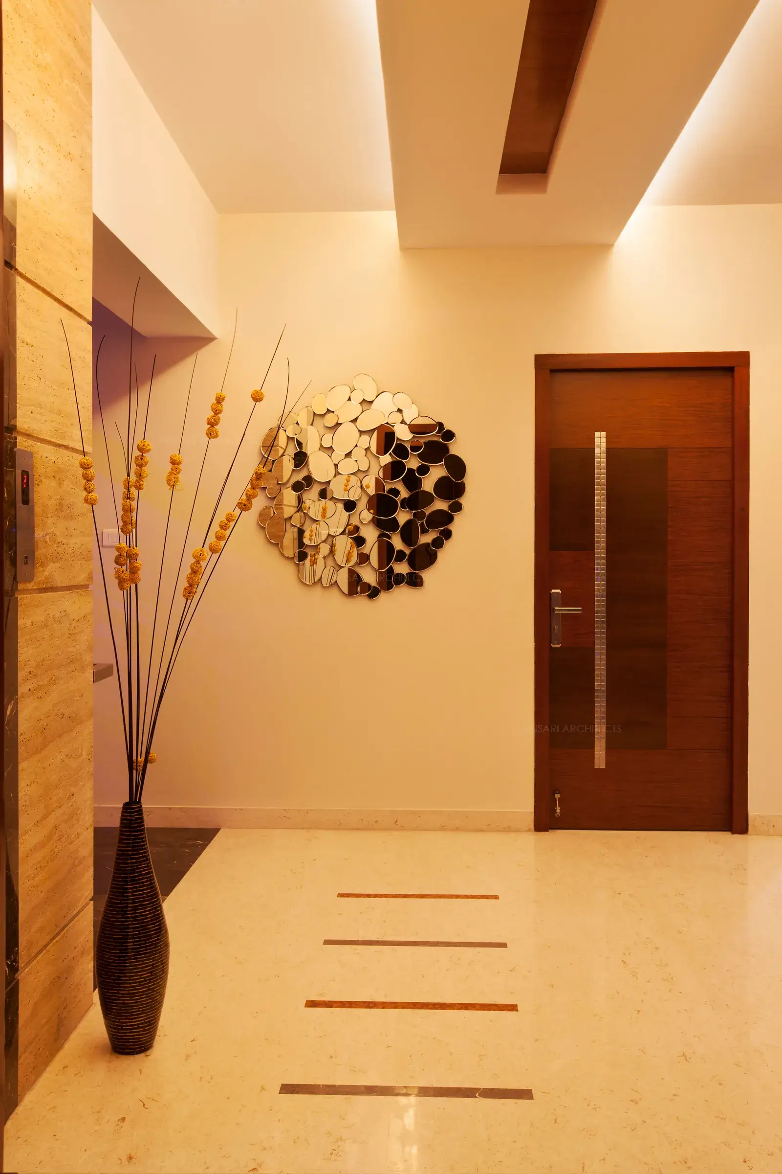 Hand picked designer wall hanging highlights the common area in second floor.