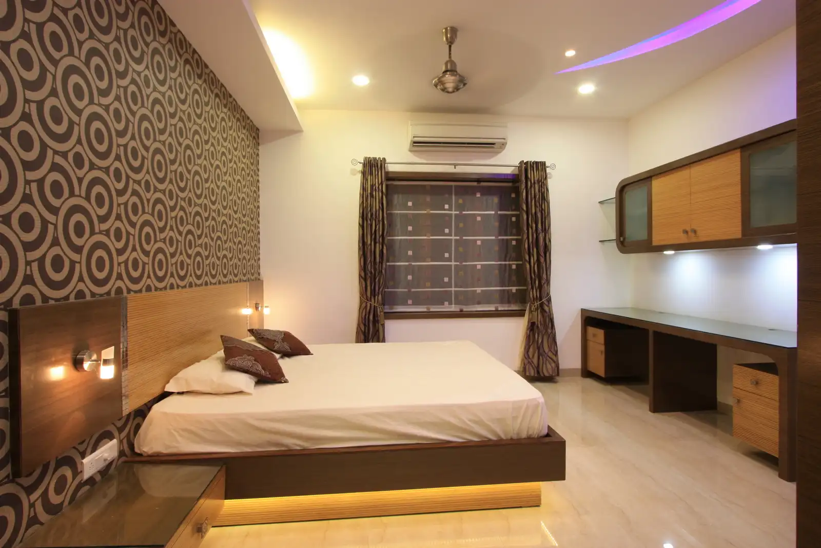 Bedroom-2 is designed for two kids with a lot of storage and study area.

