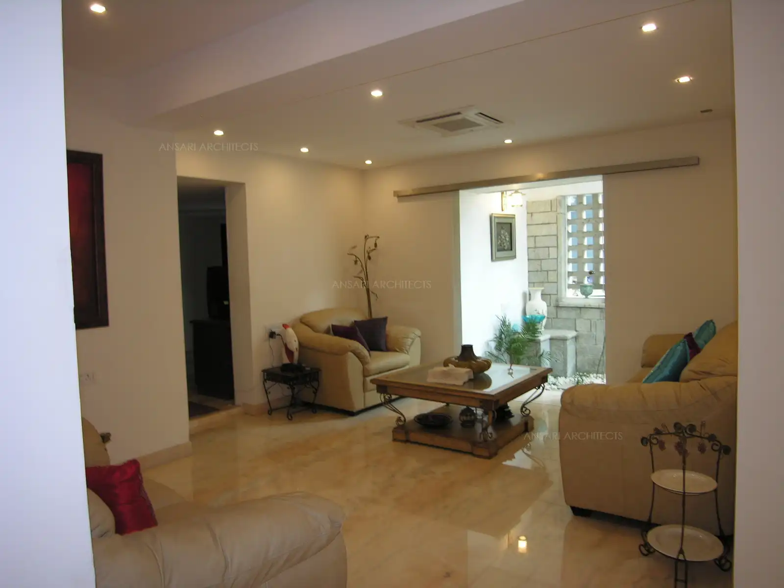 View of family area and the courtyard.