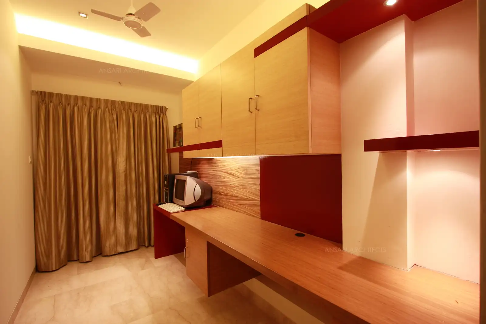 A seperate study room, planned in the first floor has a large french window for added lighting required in this area.