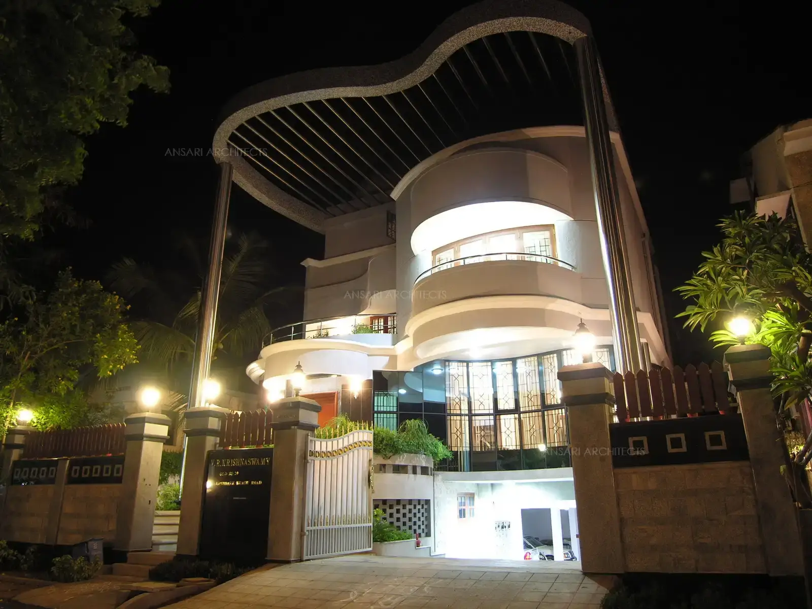 The night view of the front Facade.
