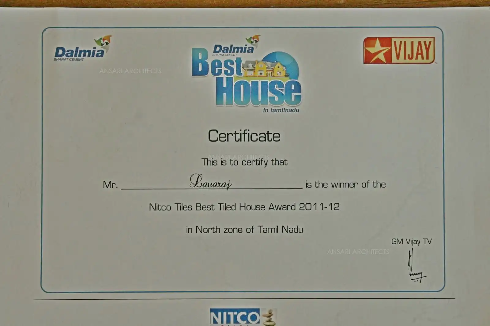 Dalmia VijaTV Award winner Year 2011
