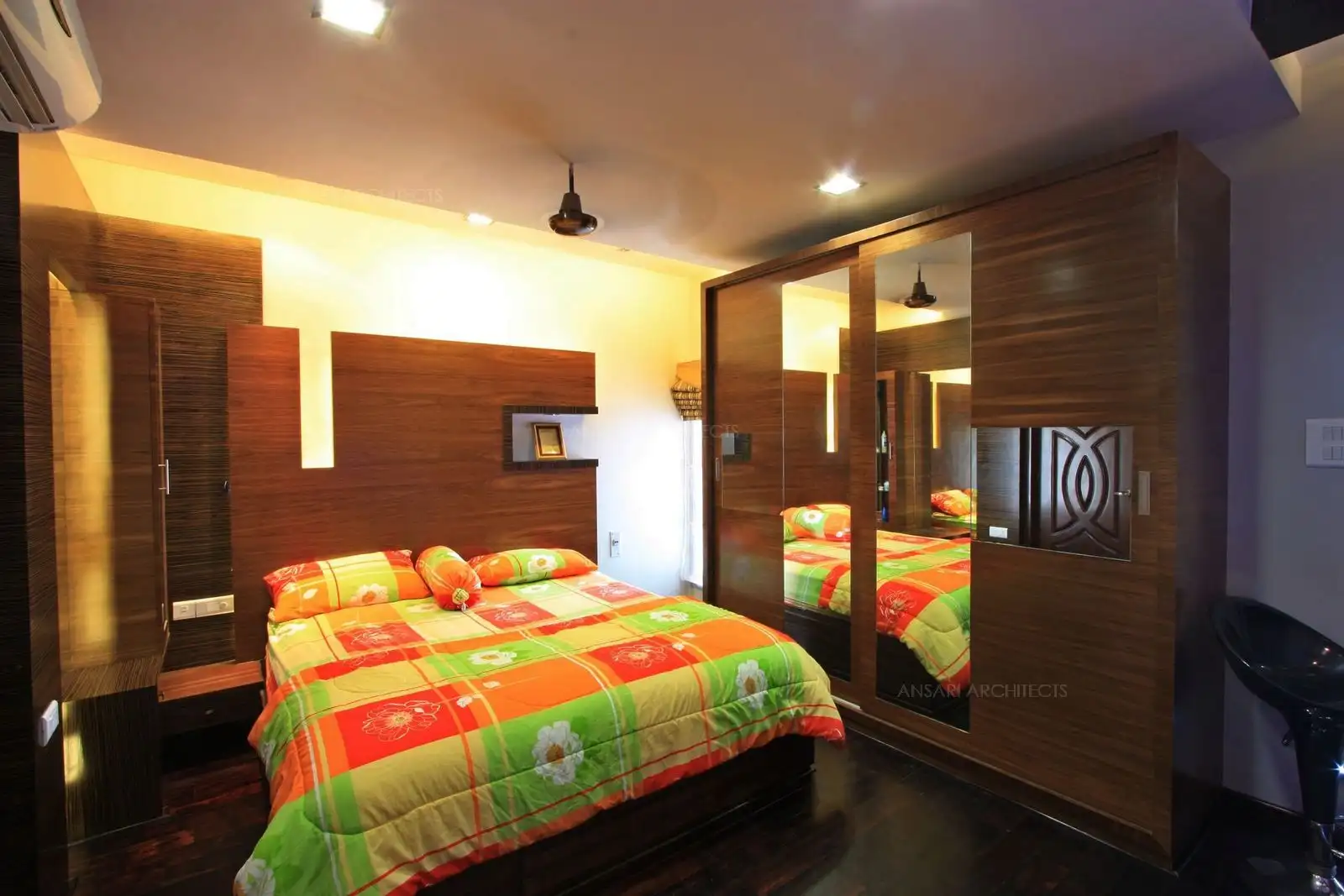 Bedroom-4 in the second floor also has dark natural wood floor.