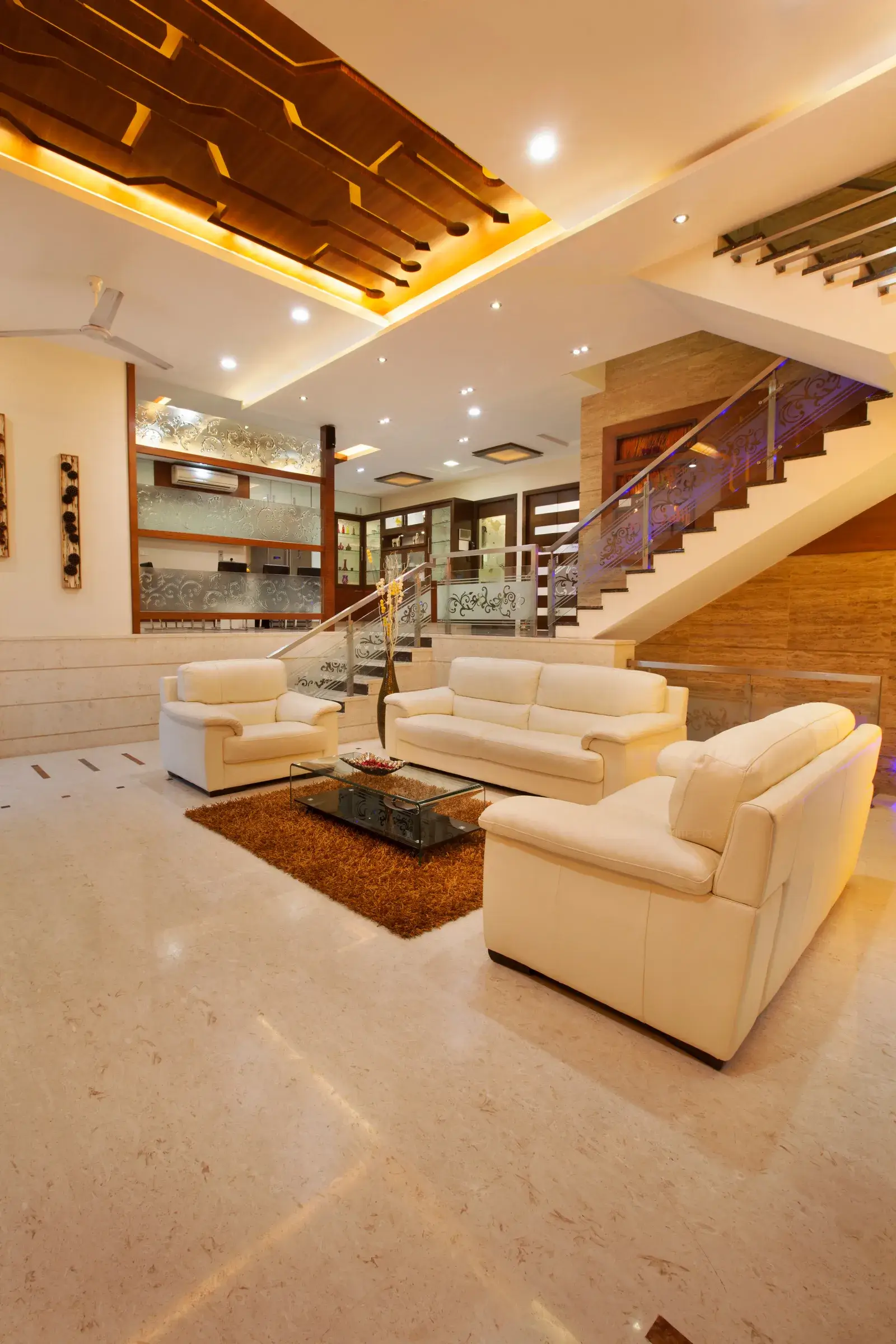 living room looks very spacious because of it 15 feet height.