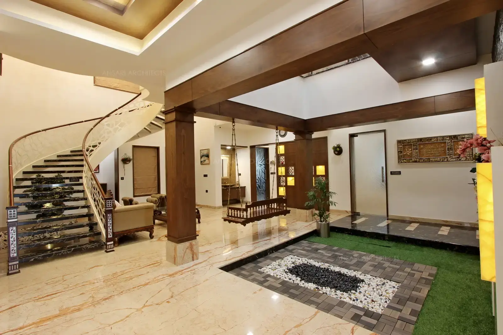 Courtyard acts as the central point of attraction for the living room