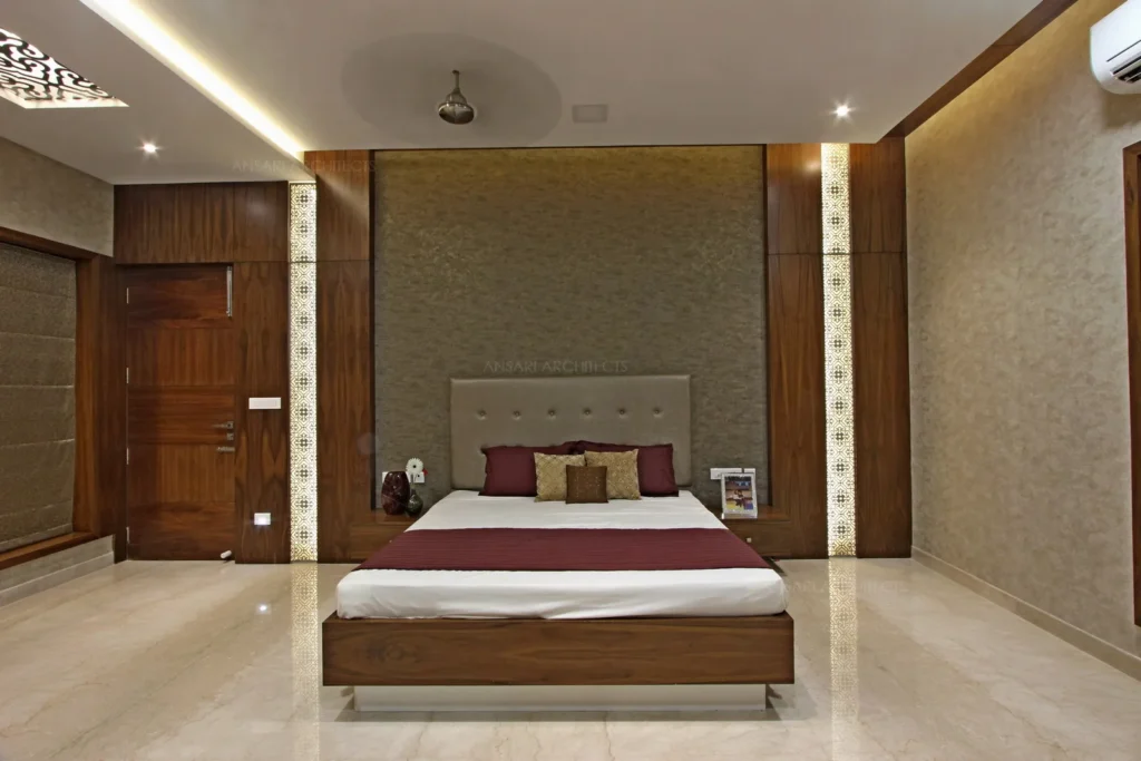 a bed in a room