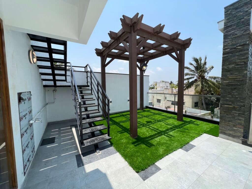 a pergola on a roof